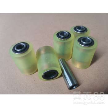 【过度胶轮镀铬轴心聚氨酯高耐磨机械配件pu胶轮铜套组装件】-